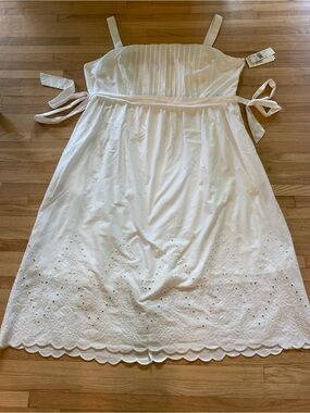 NWT Julia Jordan coastal boho cottagecore white eyelet scallop hem midi size 20W